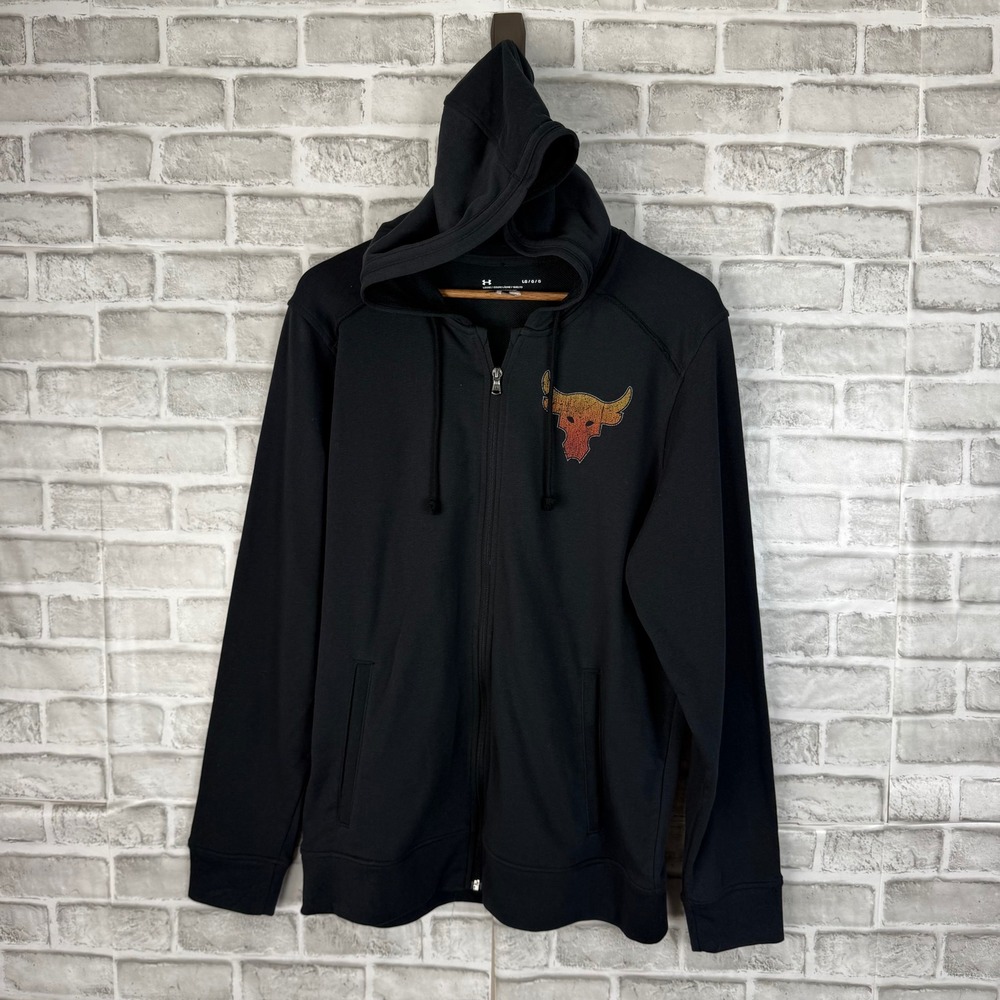 Under Armour Project Rock Iron Paradise Full Zip Hoodie Black Mens Large 1361749